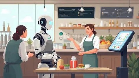 Uk hospitality workers ai powered robot server touchscreen kiosk restaurant