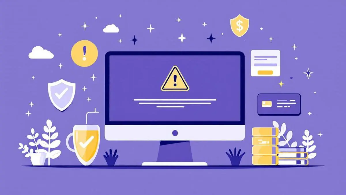 Computer screen warning notification digital shields credit cards alerts new zealand kiwi icons modern illustration