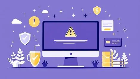 Computer screen warning notification digital shields credit cards alerts new zealand kiwi icons modern illustration