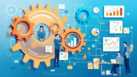 Accountants automated workflows gears graphs flowcharts streamlined processes