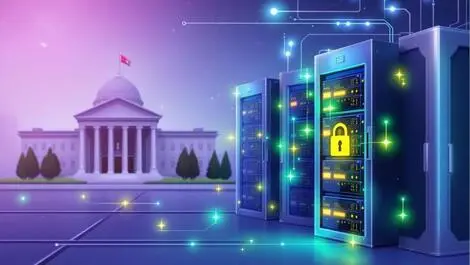 Secure server room australian flags government building data protection