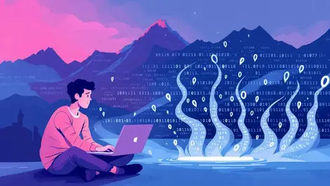 Worried person checking laptop binary code leak new zealand background data loss