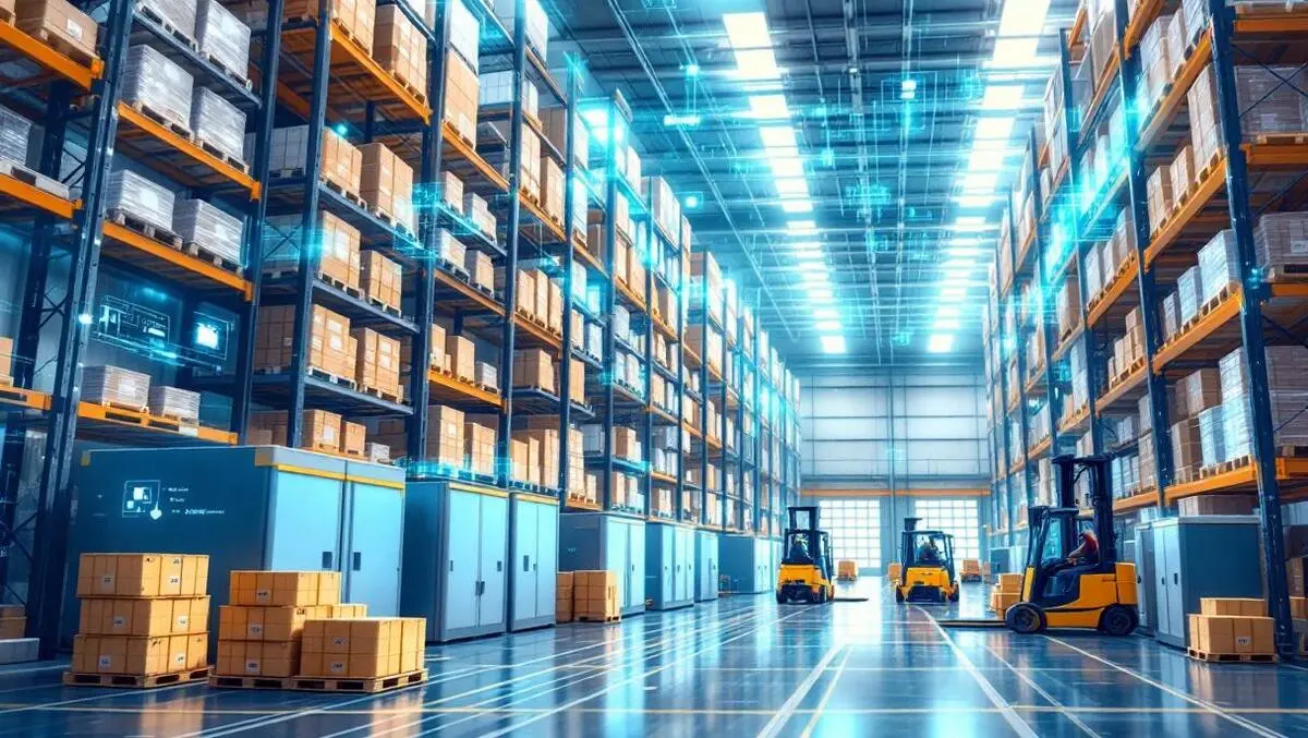 Modern cold storage warehouse robots autonomous forklifts energy