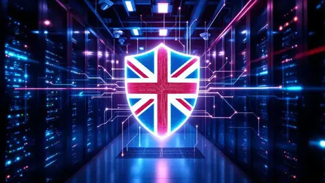 Uk data center corridor shield circuit union jack security art