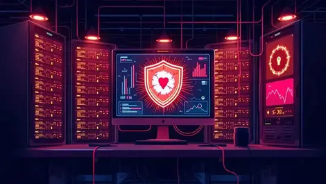 Moody corporate cloud analytics server room cracked shield leak